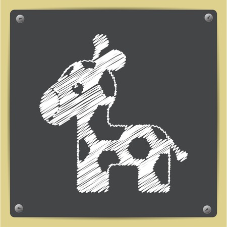 Vector chalk drawn in sketch style giraffe icon on school blackboardのイラスト素材