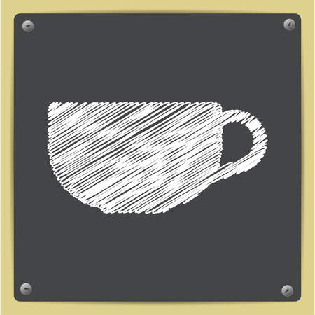 Vector chalk drawn in sketch style cup for tea or coffee icon on school blackboardのイラスト素材