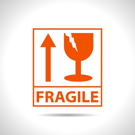 flat color fragile icon  on white backgroundのイラスト素材