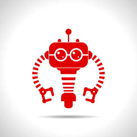 flat color retro robot toy icon  on white backgroundのイラスト素材