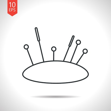 Vector outline classic grey tailor pins and needles icon on white backgroundのイラスト素材