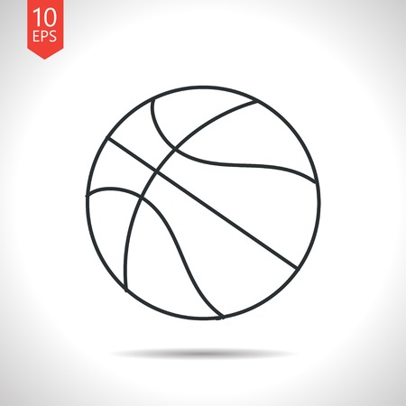 Vector outline classic grey basketball icon on white backgroundのイラスト素材