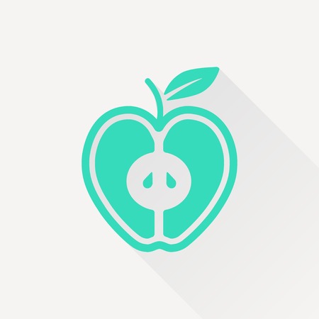 Vector green apple icon on white backgroundのイラスト素材