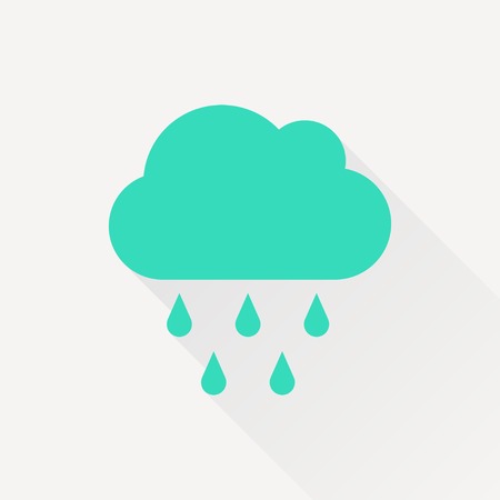 Vector green cloud rain icon on white backgroundのイラスト素材