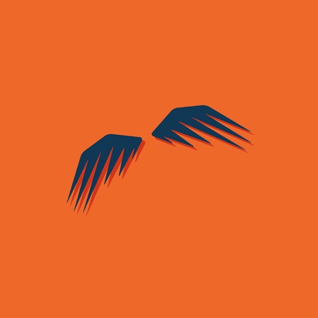 Vector blue wings icon on orange backgroundのイラスト素材