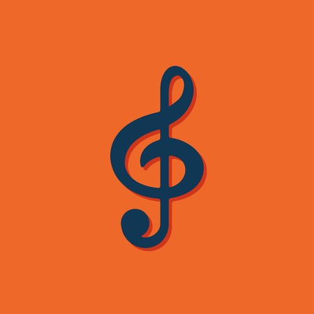 Vector blue music icon on orange backgroundのイラスト素材