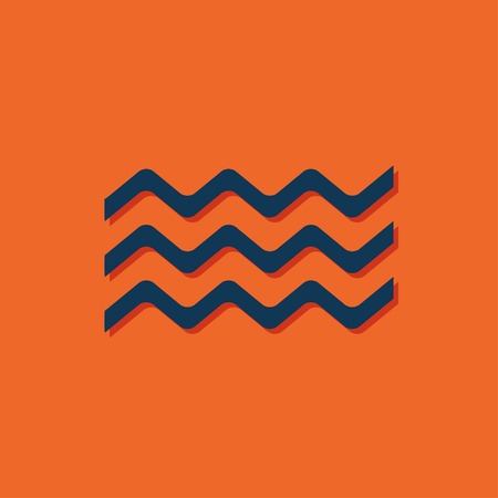 Vector blue waves icon on orange backgroundのイラスト素材