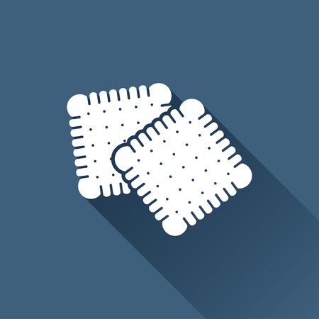 Vector white two biscuits icon on dark backgroundのイラスト素材