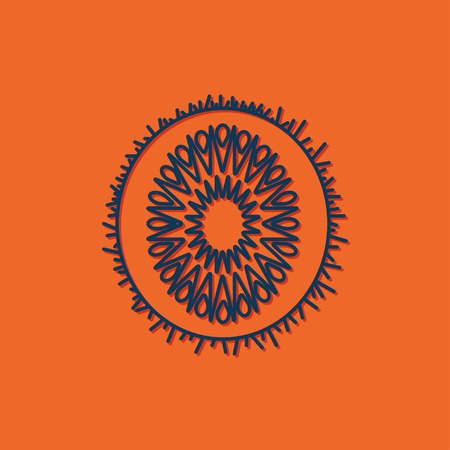 Vector blue kiwi icon on orange backgroundのイラスト素材