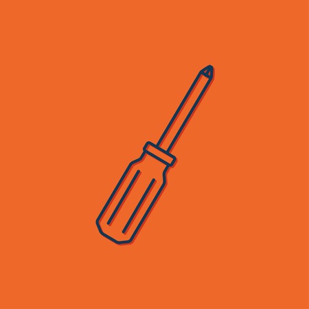 Vector blue phillips screwdriver icon on orange backgroundのイラスト素材