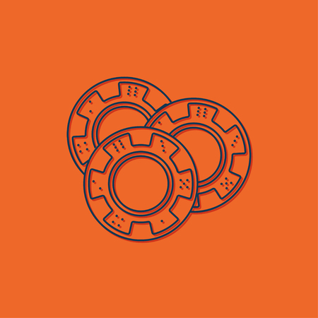 Vector blue chips icon on orange backgroundのイラスト素材
