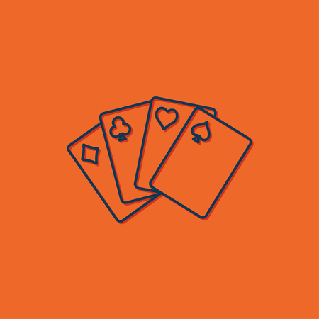 Vector blue game cards icon on orange backgroundのイラスト素材