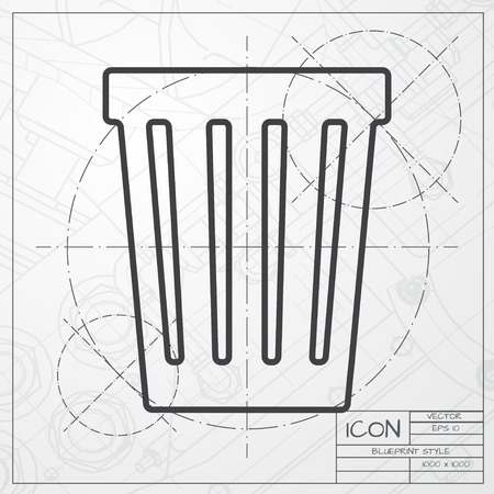 Vector blueprint of basket icon on engineer or architect backgroundのイラスト素材