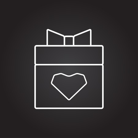 Vector white present heart icon on dark backgroundのイラスト素材