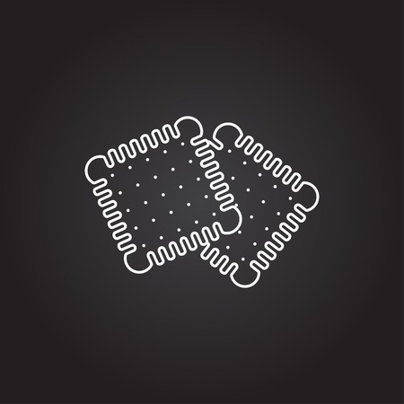 Vector white two biscuits icon on dark backgroundのイラスト素材