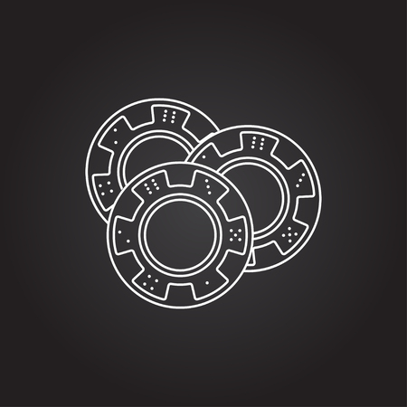 Vector white chips icon on dark backgroundのイラスト素材
