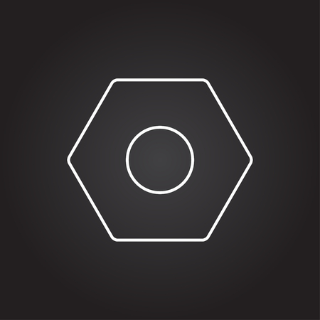 Vector white nut icon on dark backgroundのイラスト素材