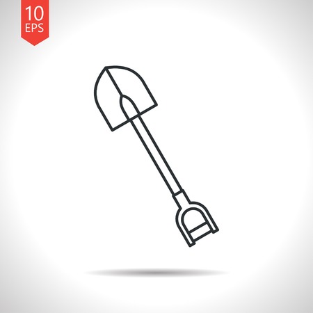 Vector outline classic grey shovel icon on white background . Industrial equipmentのイラスト素材