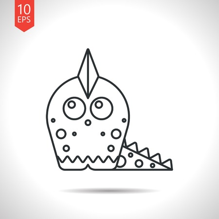 Vector outline classic grey dinosaur lizard icon on white backgroundのイラスト素材