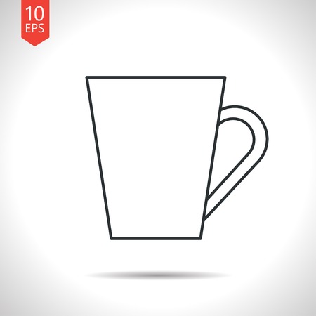 Vector outline classic grey cup for tea or coffee icon on white backgroundのイラスト素材