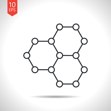 Vector outline classic grey graphene icon on white background . Science illustrationのイラスト素材