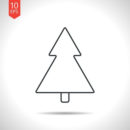 Vector outline classic grey christmas tree icon on white backgroundのイラスト素材