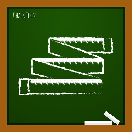 Vector chalk drawn doodle tailor ruler icon on school boardのイラスト素材