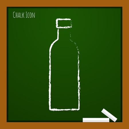 Vector chalk drawn doodle olive oil bottle template on school boardのイラスト素材