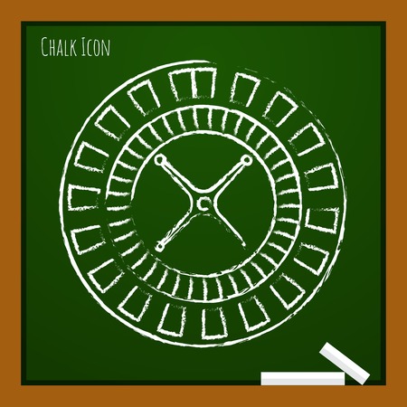 Vector chalk drawn doodle casino roulette wheel icon on school boardのイラスト素材