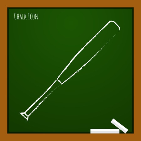 Vector chalk drawn doodle baseball bat icon on school boardのイラスト素材