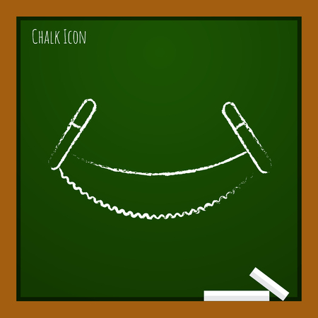 Vector chalk drawn doodle saw icon on school board . Industrial equipmentのイラスト素材
