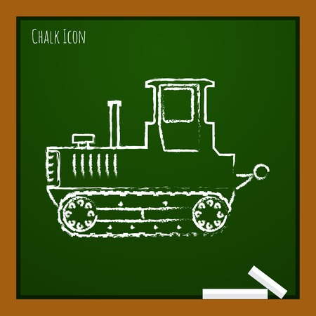 Vector chalk drawn doodle heavy machine icon on school boardのイラスト素材