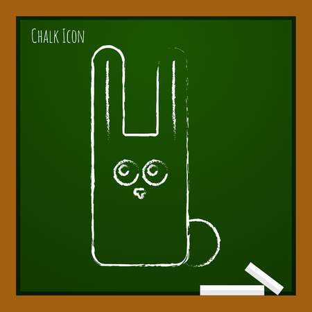 Vector chalk drawn doodle rabbit icon on school boardのイラスト素材