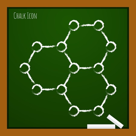 Vector chalk drawn doodle graphene icon on school board . Science illustrationのイラスト素材
