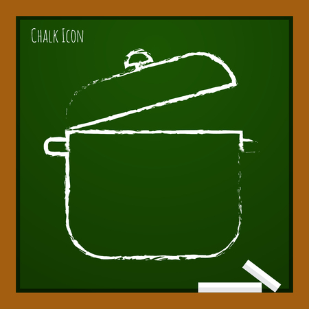 Vector chalk drawn doodle saucepan icon on school boardのイラスト素材
