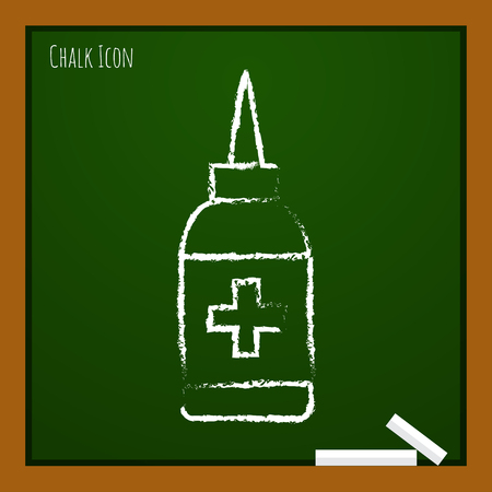 Vector chalk drawn doodle nasal spray bottle on school board . Medical iconのイラスト素材