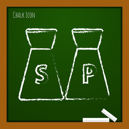 Vector chalk drawn doodle salt and pepper icon on school boardのイラスト素材
