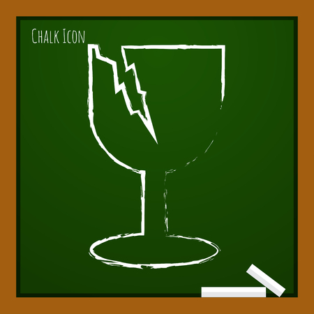 Vector chalk drawn doodle fragile icon on school boardのイラスト素材