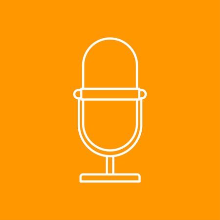 outline retro microphone icon on color backgroundのイラスト素材