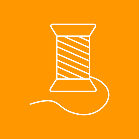 outline tailor thread bobbin icon on color background