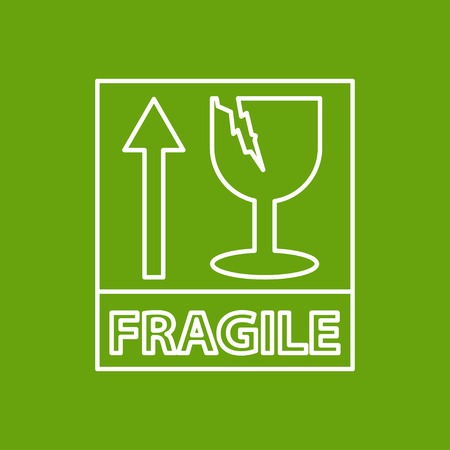 Vector outline fragile icon on color backgroundのイラスト素材