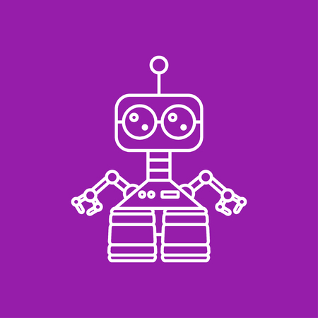 Vector outline retro robot toy icon on color backgroundのイラスト素材