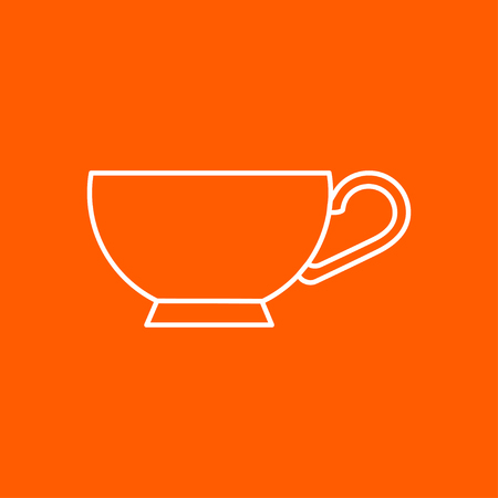 Vector outline cup for tea or coffee icon on color backgroundのイラスト素材