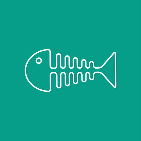 Vector outline fishbone icon on color backgroundのイラスト素材