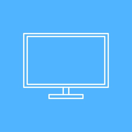 Vector outline TV or monitor icon on color backgroundのイラスト素材
