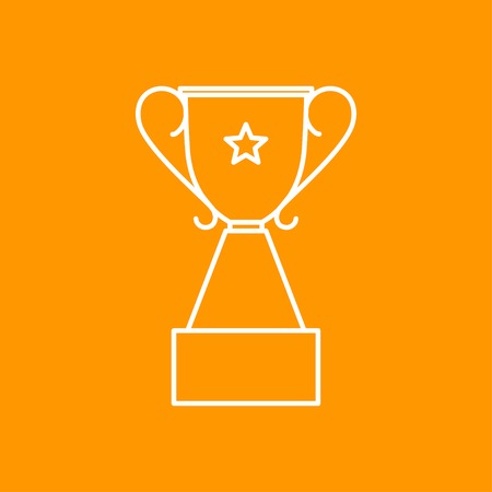 Vector outline trophy goblet icon on color background . Winner awardのイラスト素材