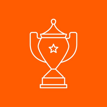Vector outline trophy goblet icon on color background . Winner awardのイラスト素材