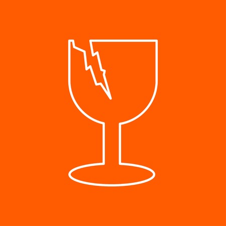 Vector outline fragile icon on color backgroundのイラスト素材