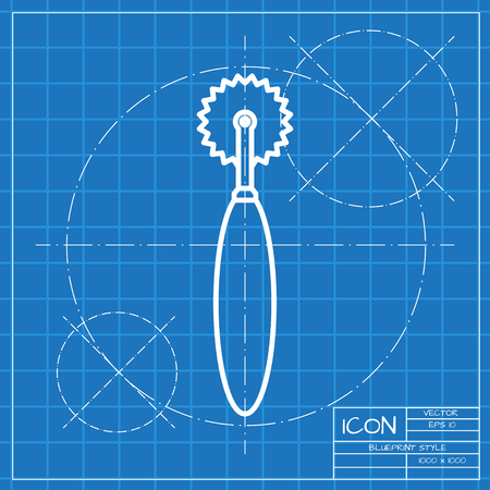 Vector classic blueprint of tailor cutter icon on engineer and architect backgroundのイラスト素材