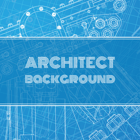 Vector technical blueprint of  mechanism. Engineer illustration. Set of corporate identity templates. Vector illustration. のイラスト素材